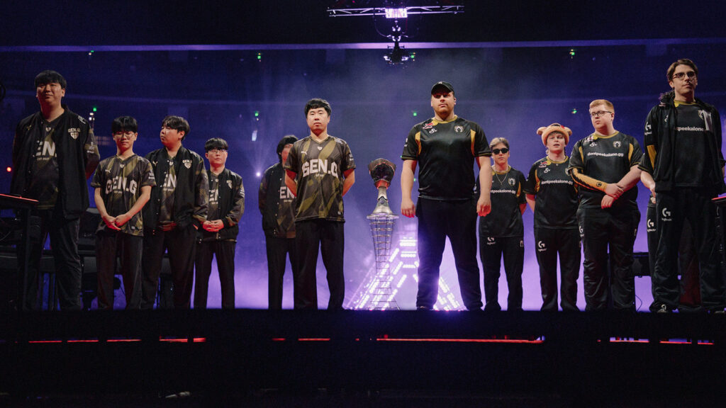 Gen.G Esports and Team Heretics on stage during the VALORANT Masters Shanghai Grand Finals at the Mercedes Benz Arena on June 09, 2024 in Shanghai, China